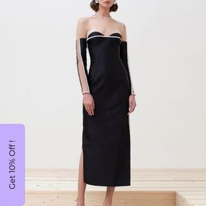 Sheer sleeve HOGIA midi dress